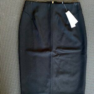NWT WHBM Black Pencil Skirt, Gold Hardware, Size 00